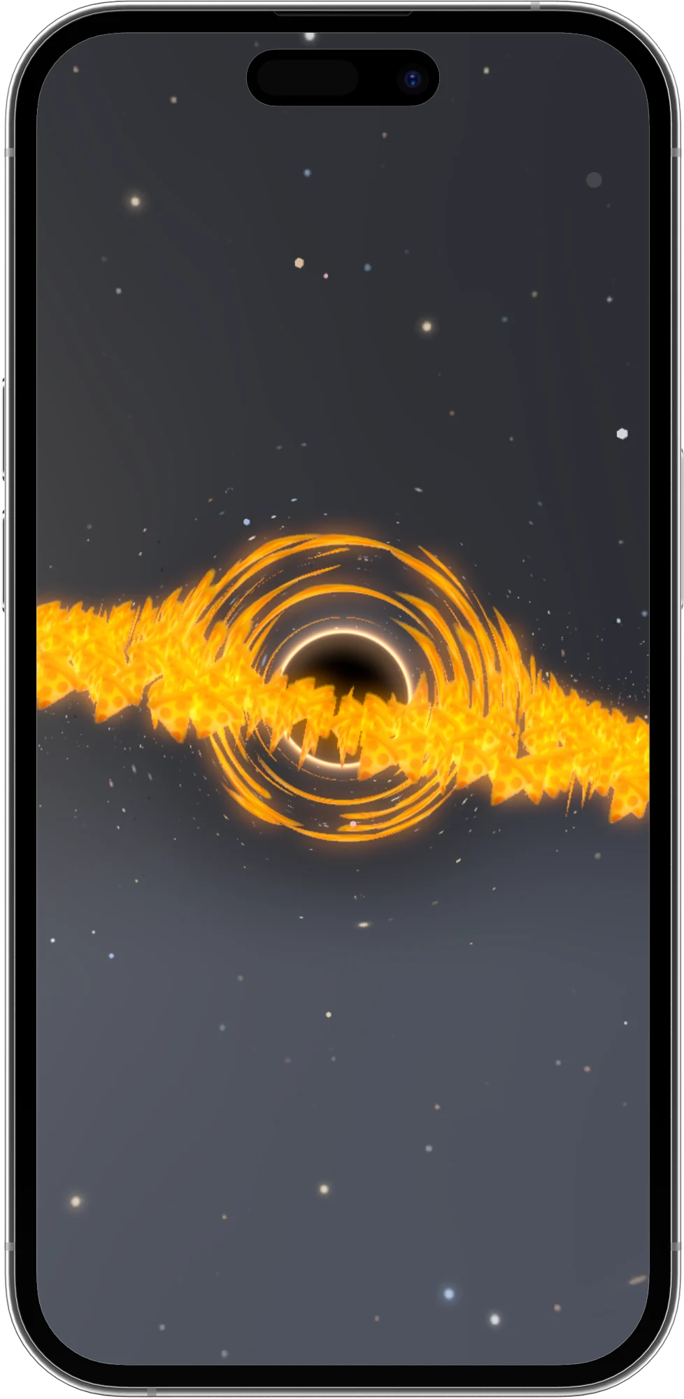 A swarm of fire emojis orbiting the black hole
