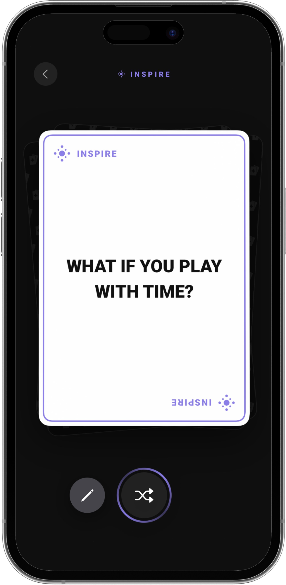 An Inspire card asking what if you play with time