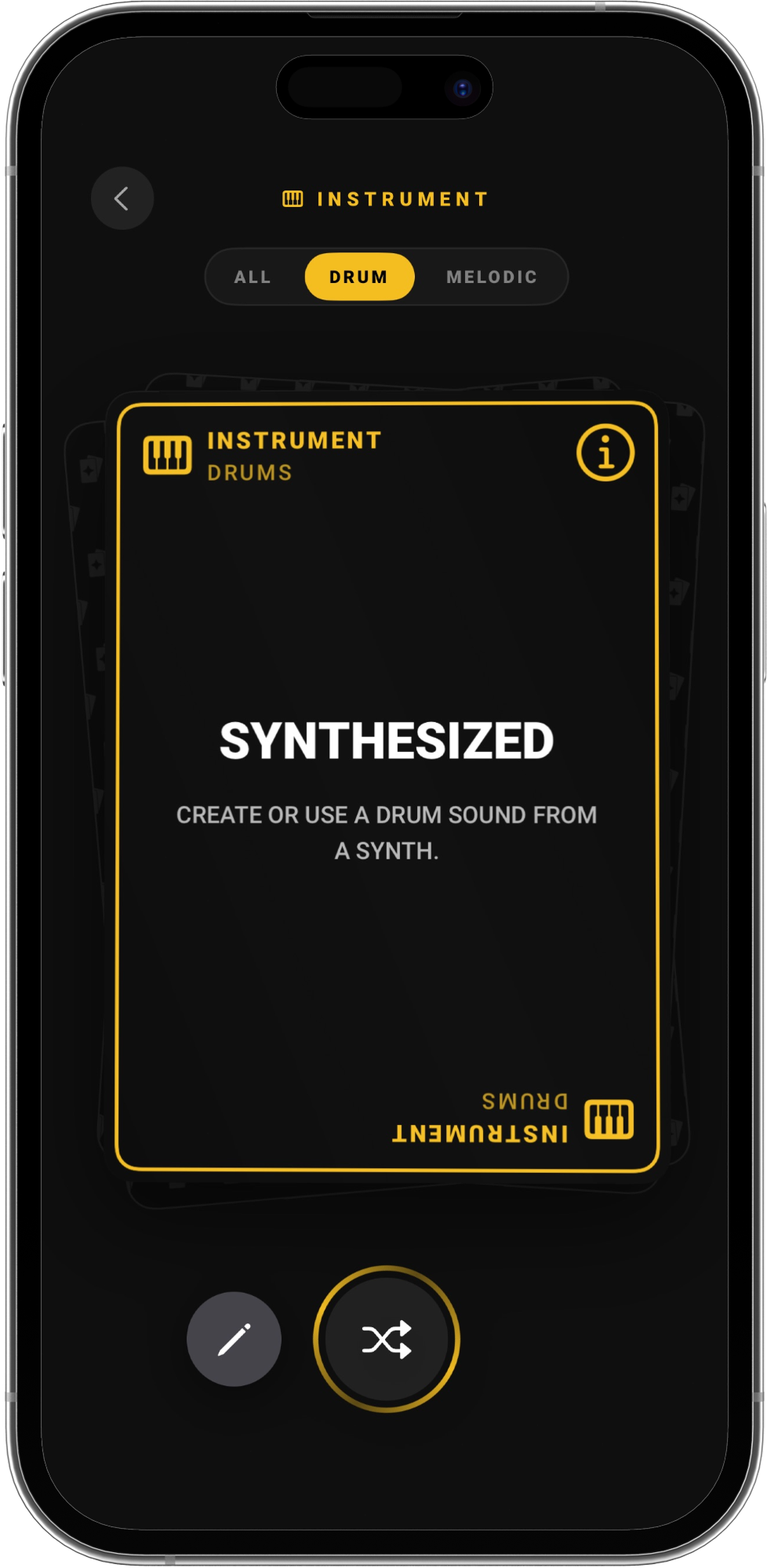 Drawing from the Instrument suit with the drum filter on